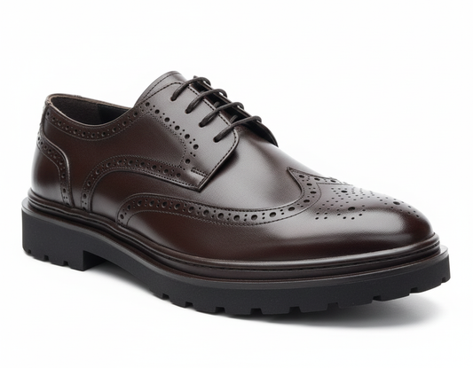 Chaussures Derby Homme en Cuir Marron